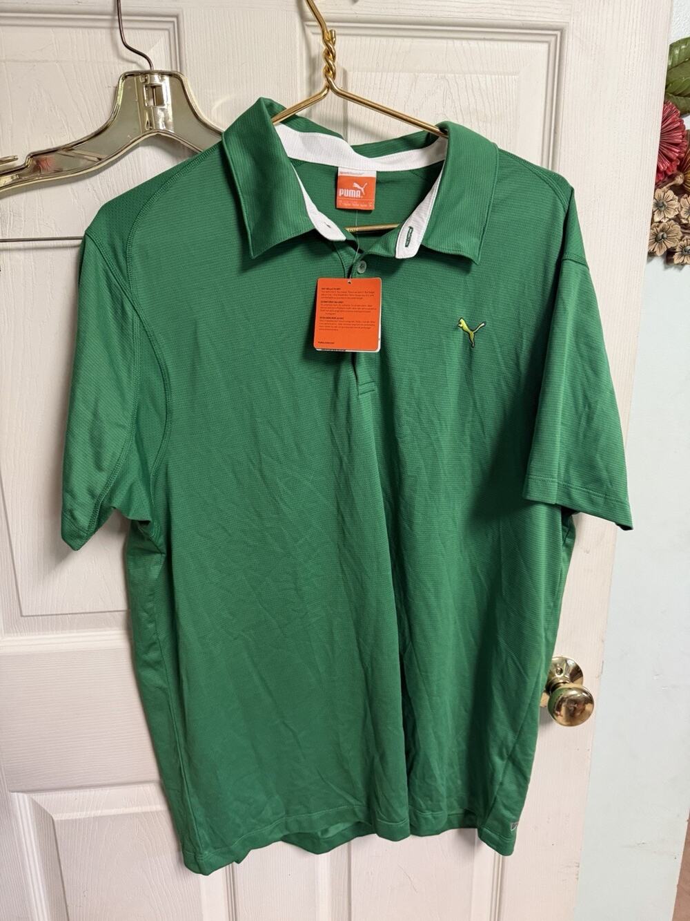 PUMA GOLF POLO Green Uspdry Large Shirt 46w Thin Sport Lifestyle New